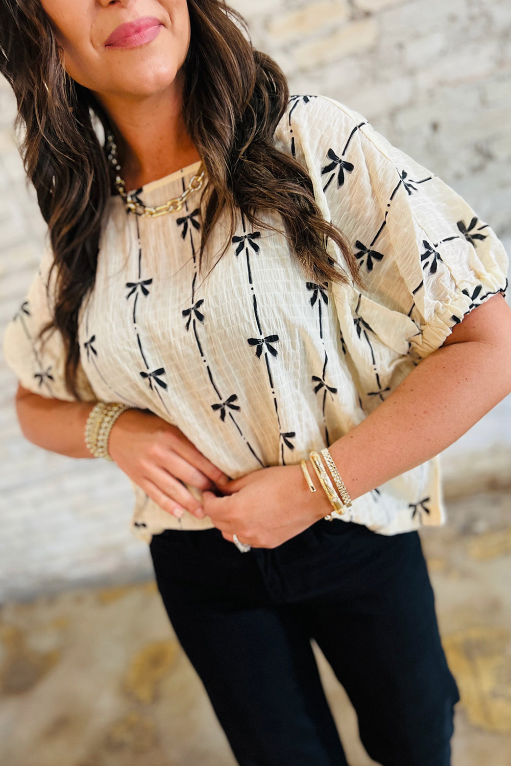 Bow print top