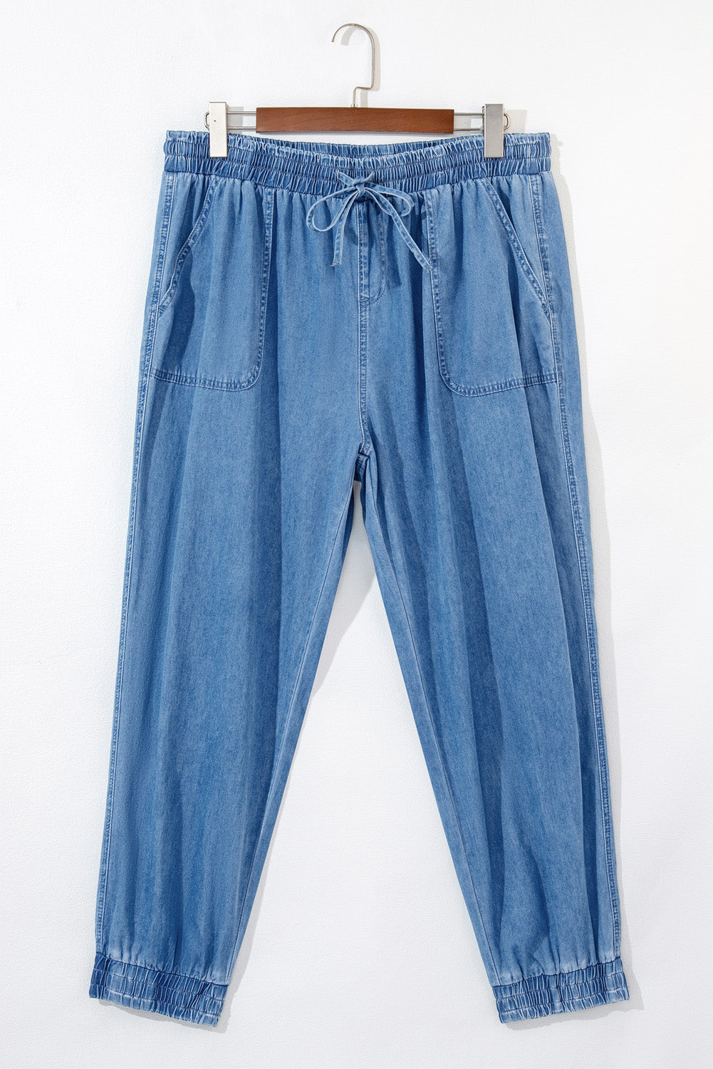 Drawstring curvy denim joggers