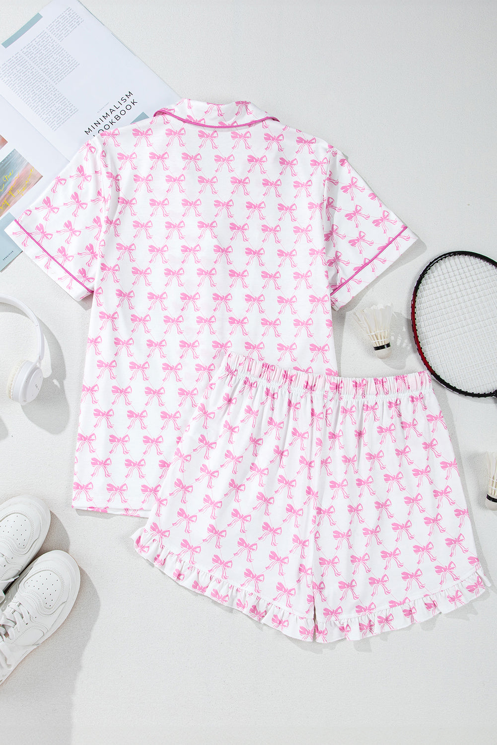 Bow print sleepwear set