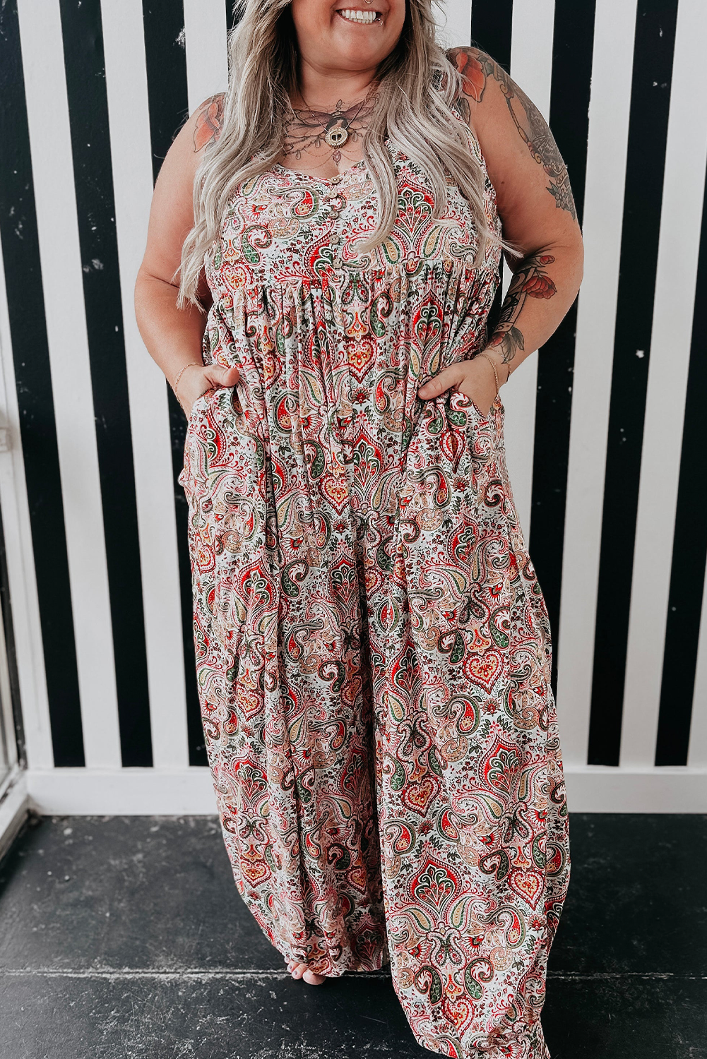 Paisley curvy jumpsuit