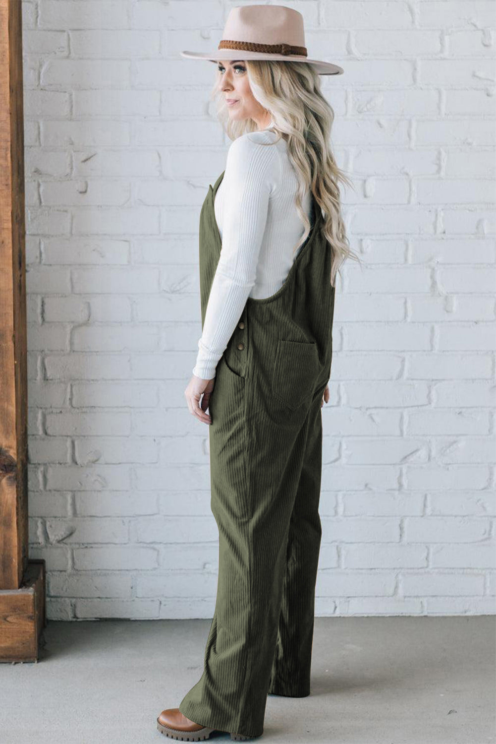 Olive green corduroy overalls