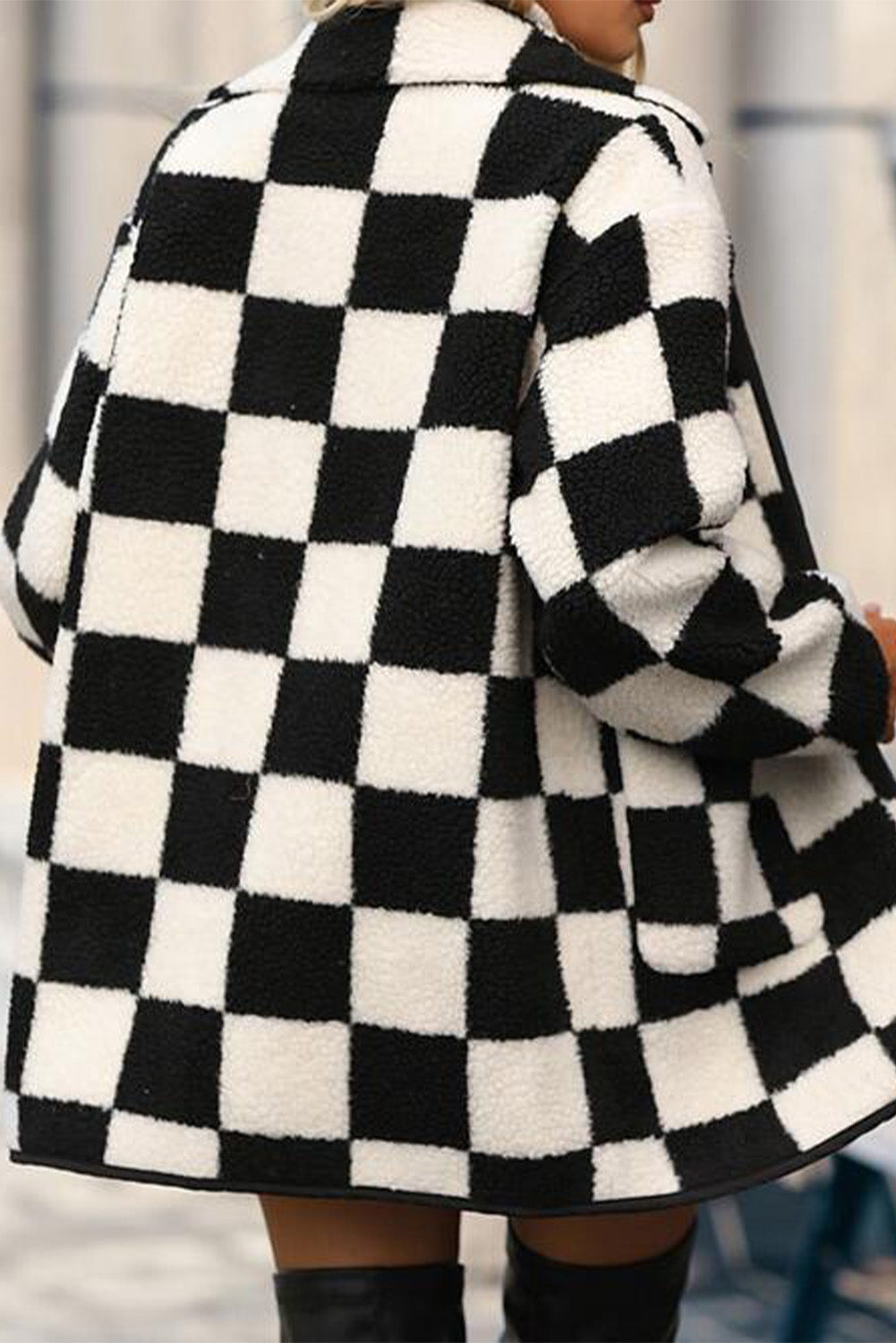 Black checkered fleece jacket