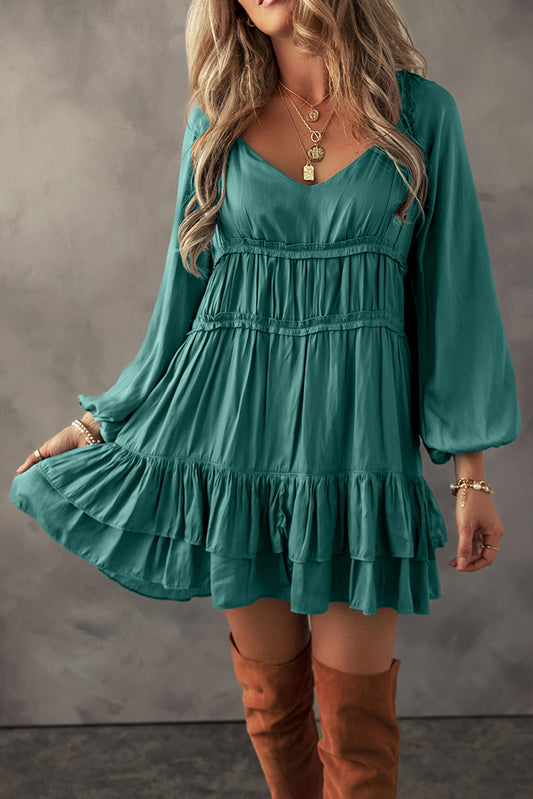 Ruffled mini dress (mist green)