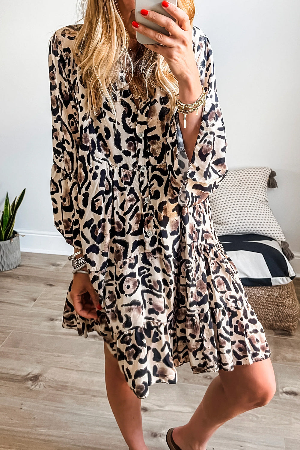 Leopard ruffled dress