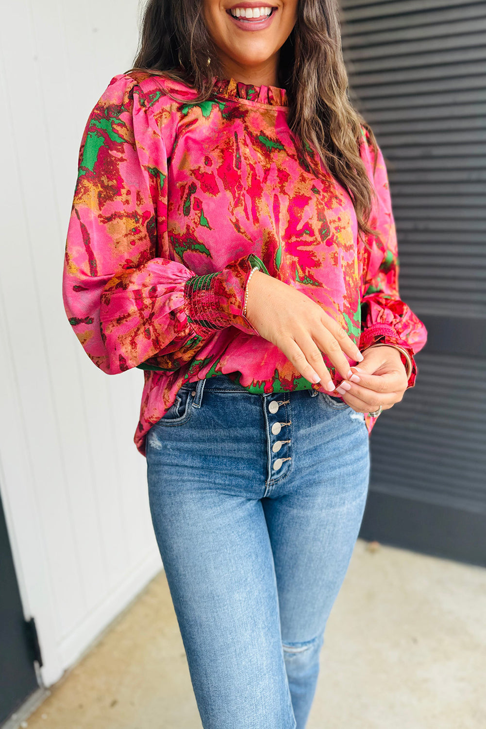 Rose puff sleeve top