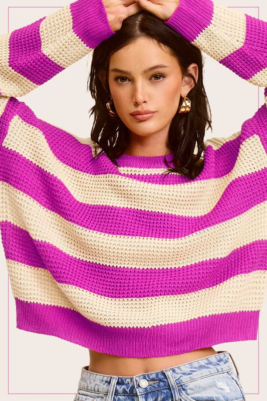 Fuchsia and tan sweater