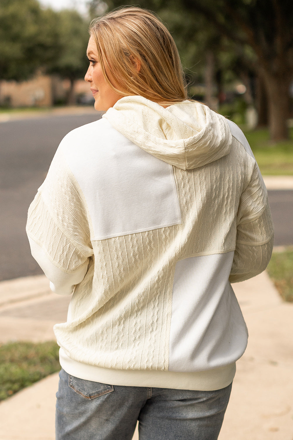 Beige curvy patchwork hoodie