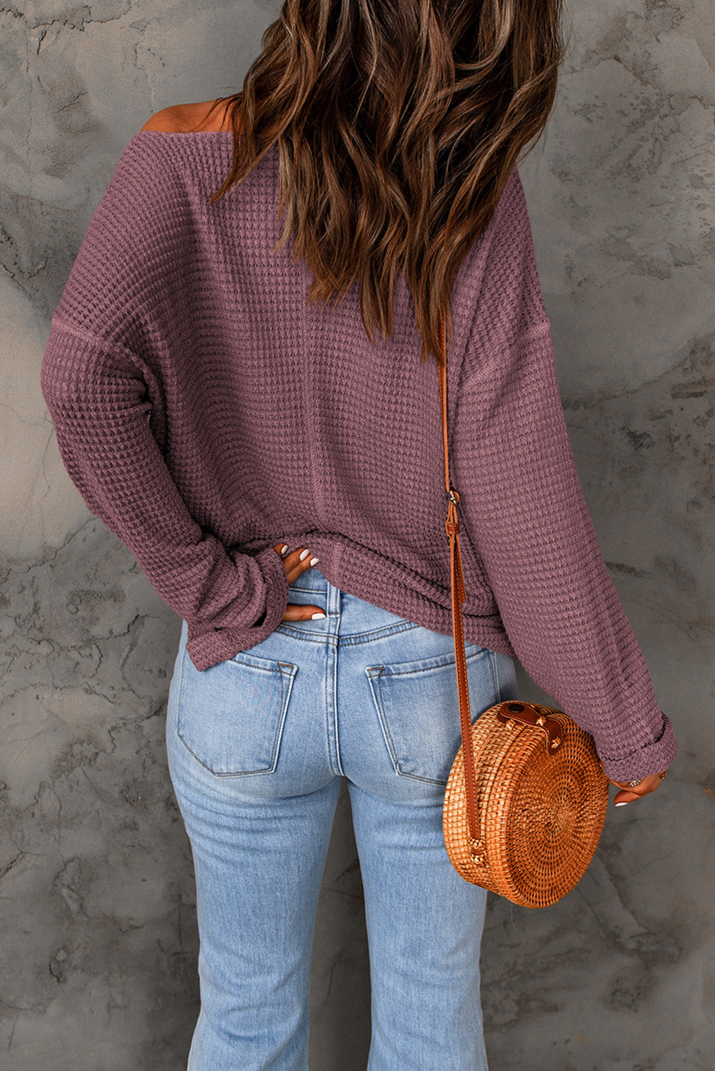 Purple waffle knit top