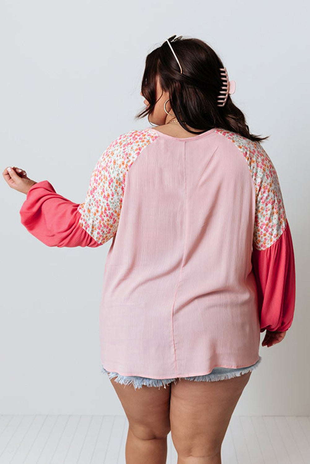 Pink patchwork curvy top