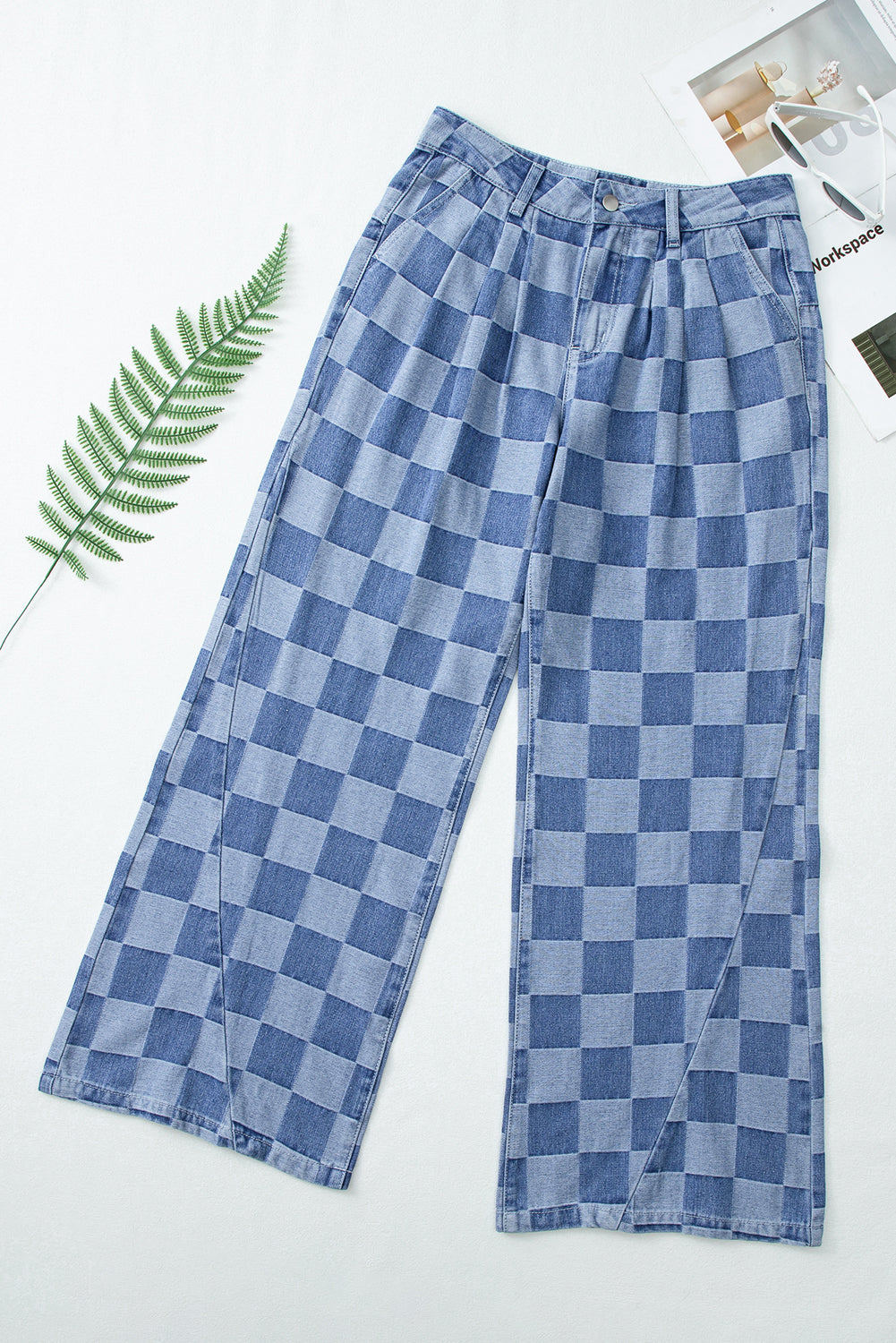 Checkered denim jeans (blue)