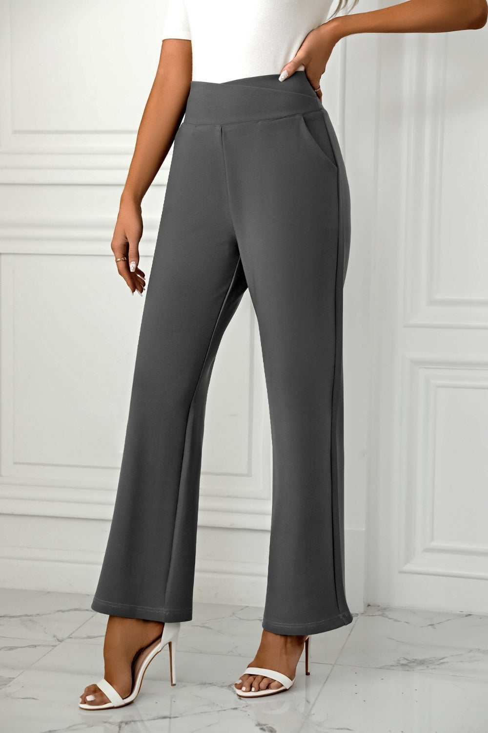 High waist straight leg pants (various colors)