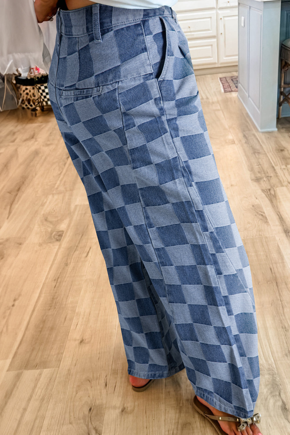 Checkered denim jeans (blue)