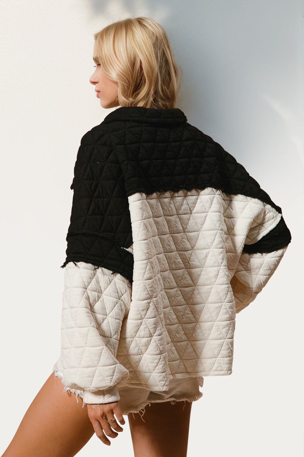 Black and cream quilted pullover