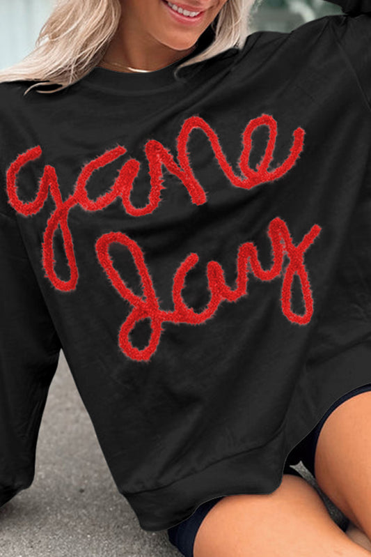 Black game day sweatshirt