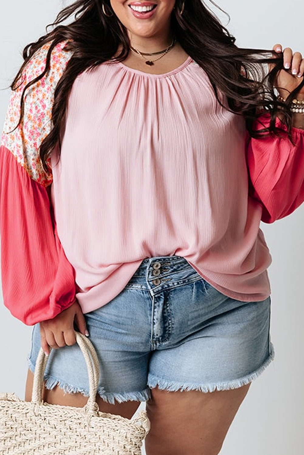 Pink patchwork curvy top