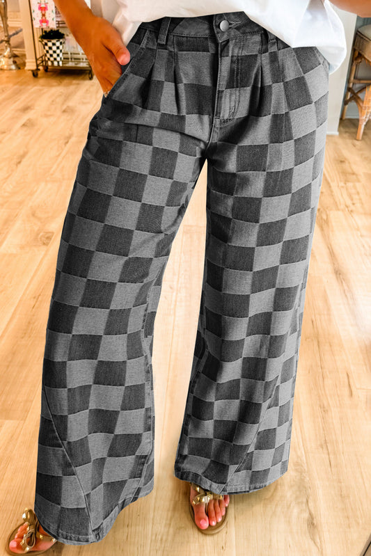 Checkered denim jeans (black/gray)