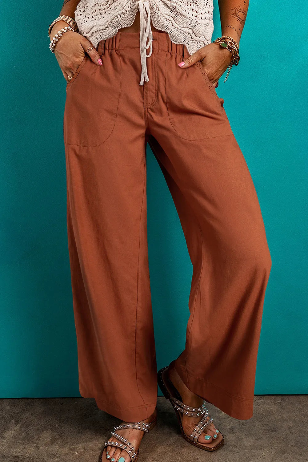 Caramel wide leg pants