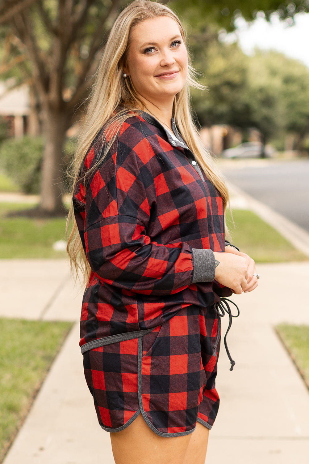 Curvy buffalo plaid set