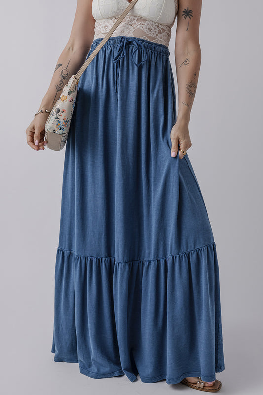 Blue high waist maxi skirt