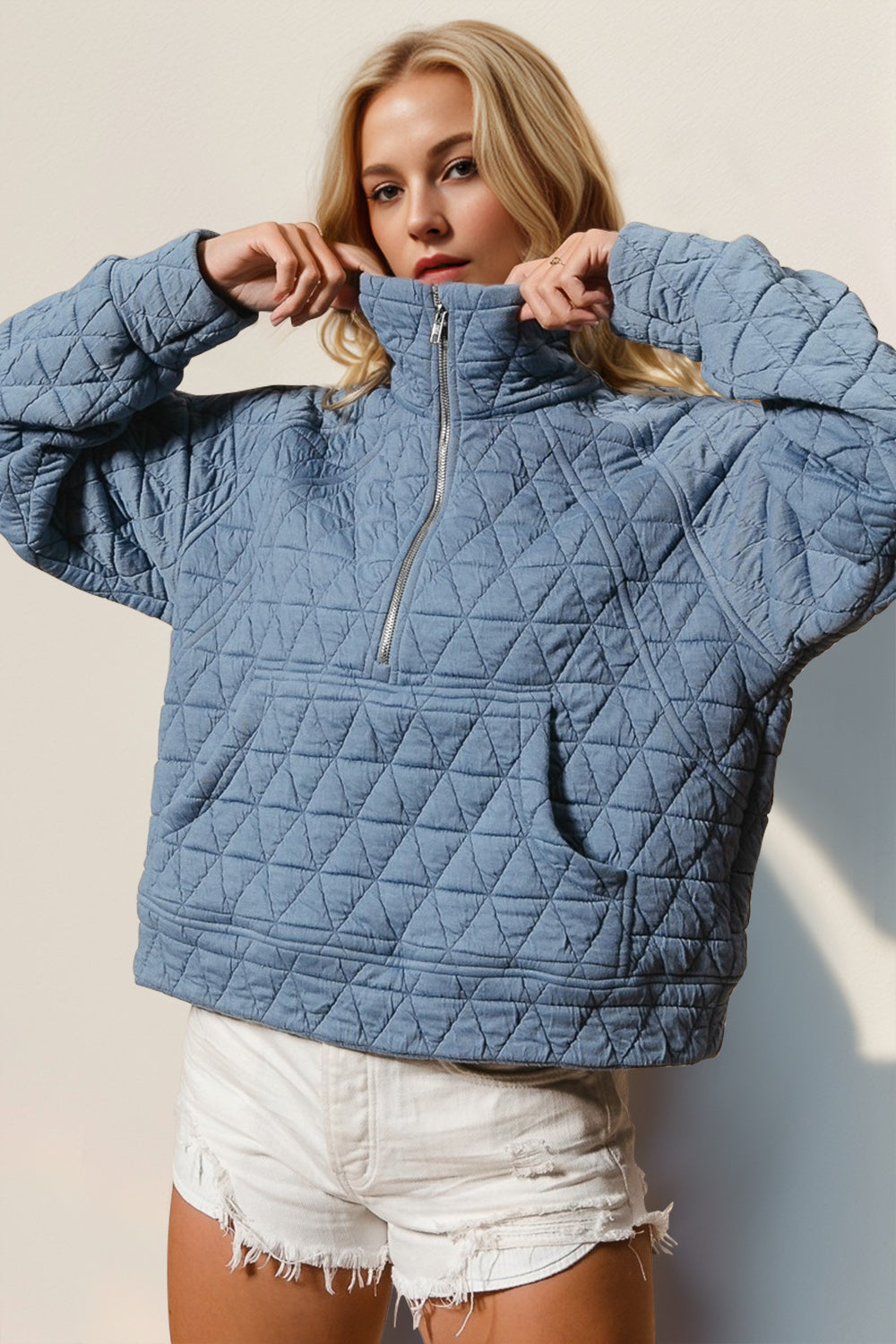 Quilted sweatshirt with pocket (various colors)