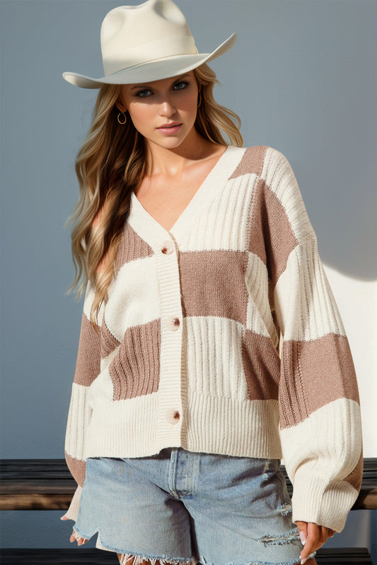 Checkered  cardigan (mocha or black)