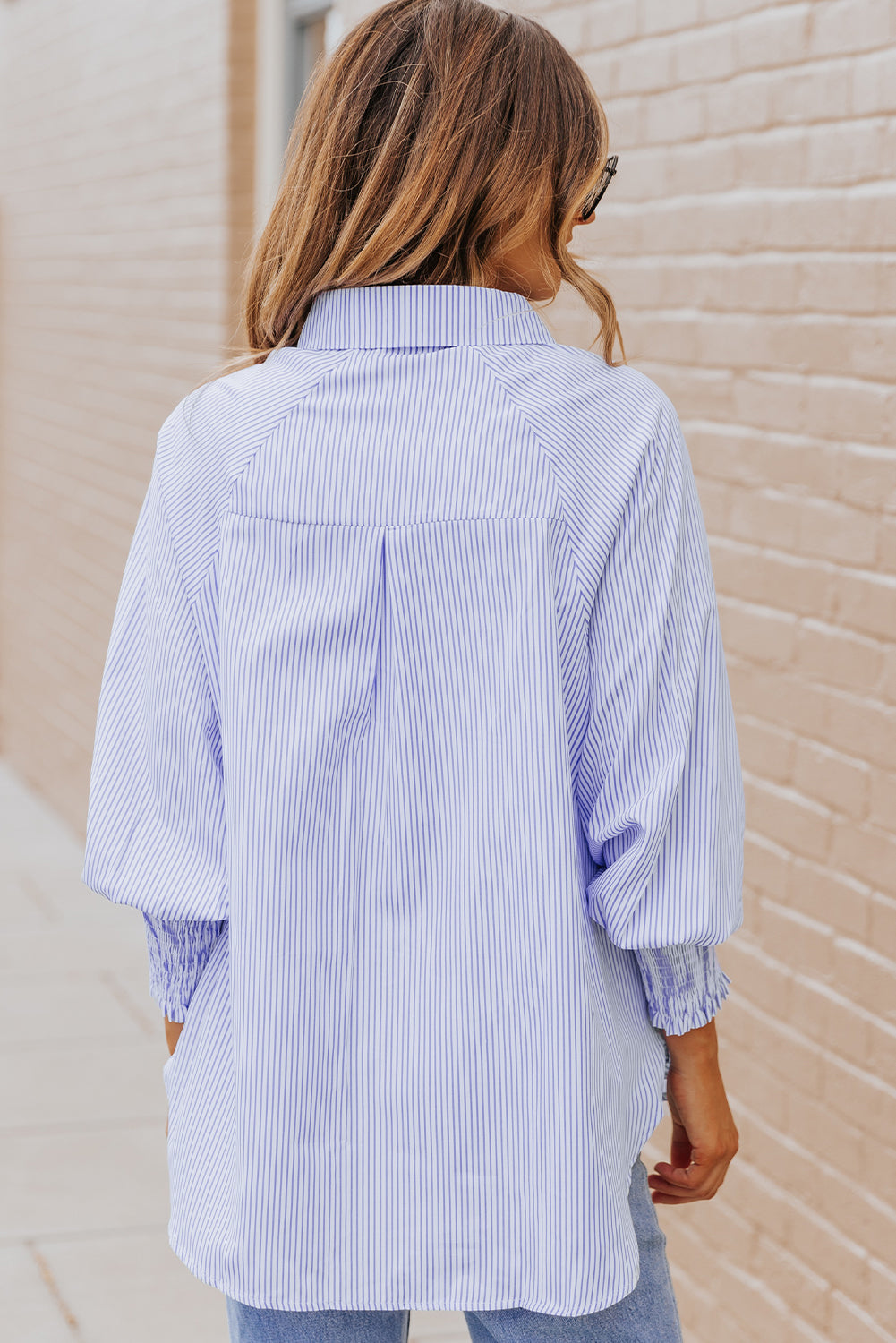 Lantern sleeve boyfriend shirt