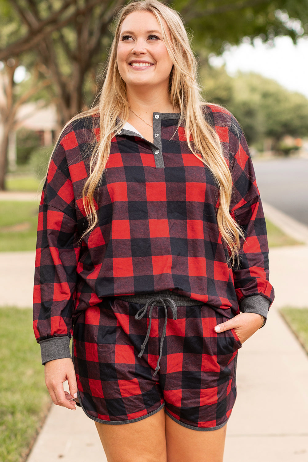 Curvy buffalo plaid set