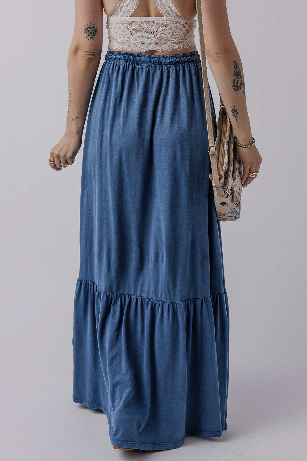 Blue high waist maxi skirt