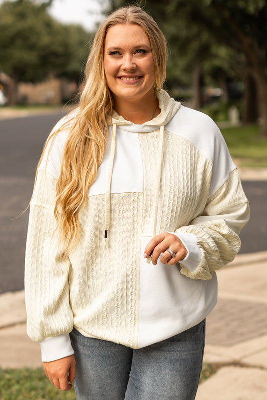 Beige curvy patchwork hoodie