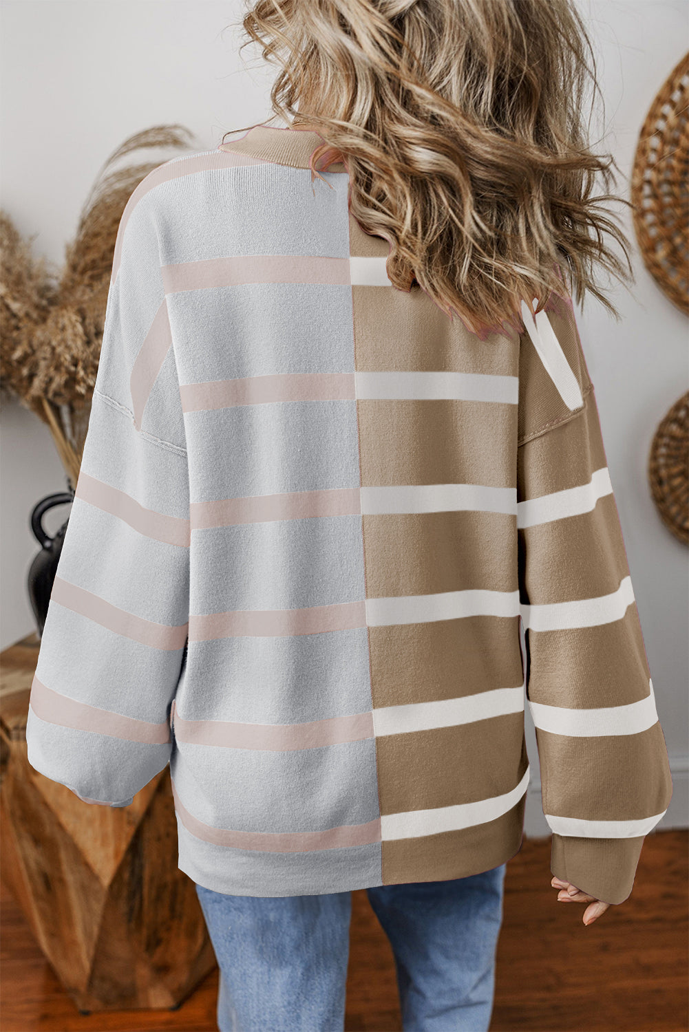 Khaki color block sweater