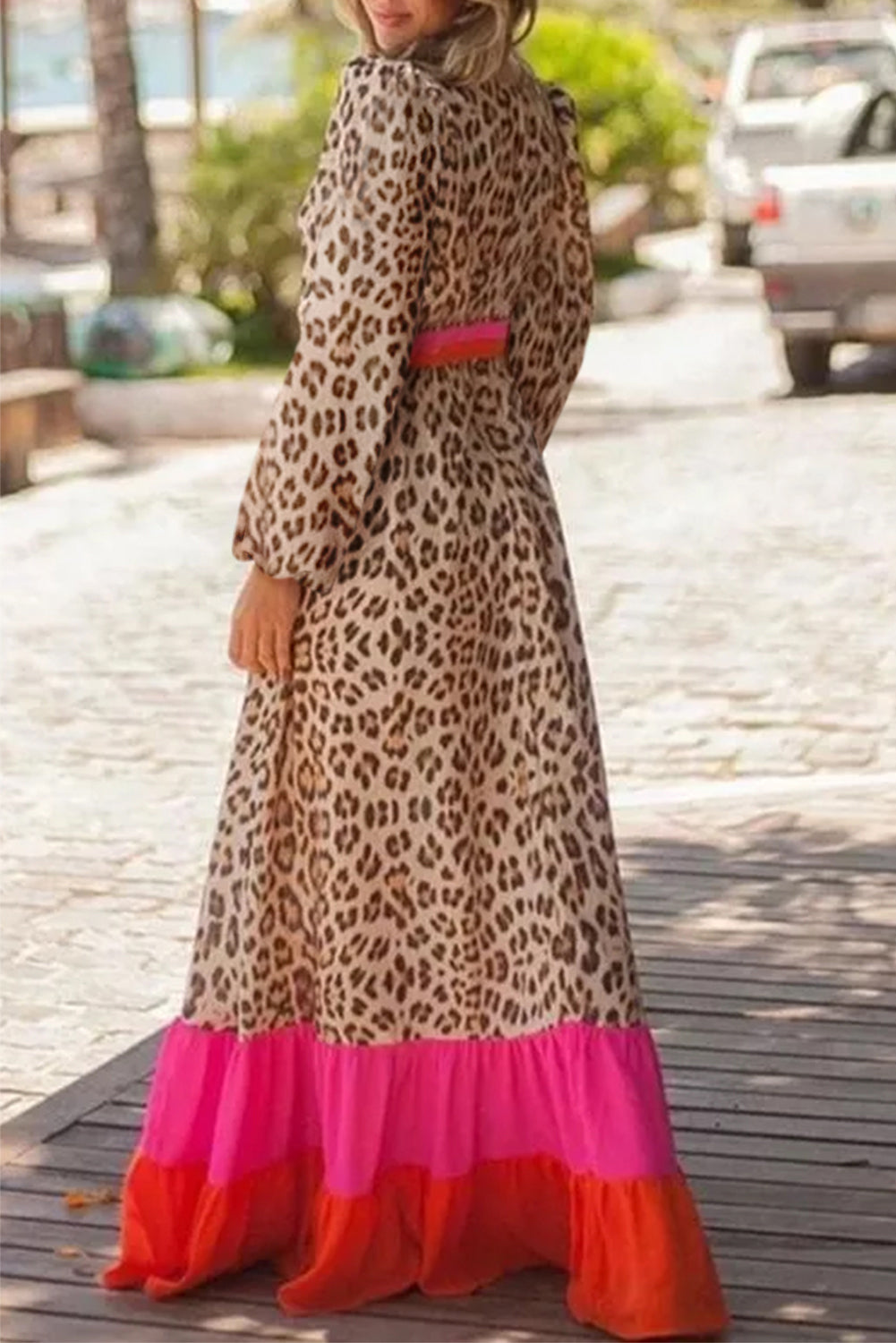 Brown leopard maxi dress