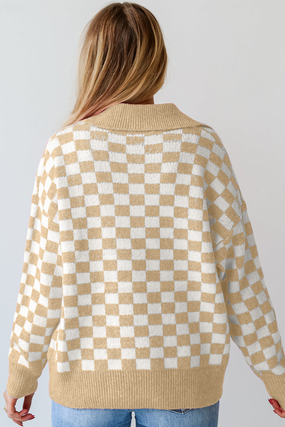 Apricot checkered sweater