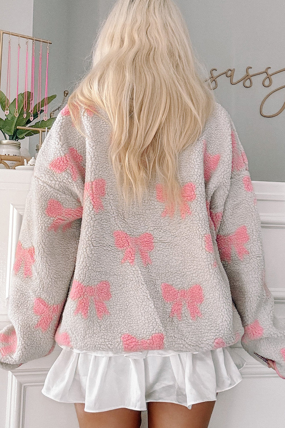 Bow sherpa pullover