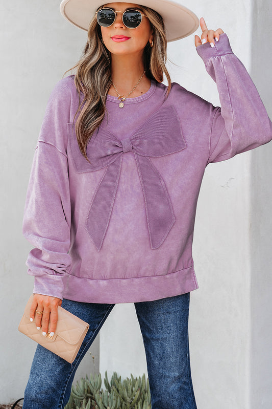 Orchid bow pullover