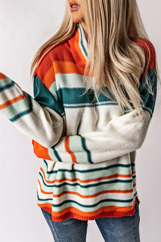 Striped turtleneck sweater