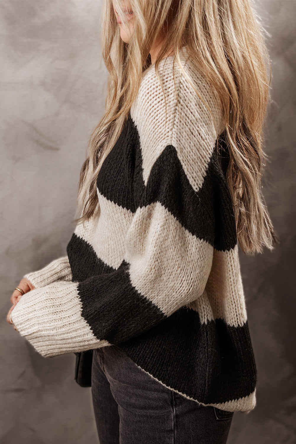 Black and cream sweater