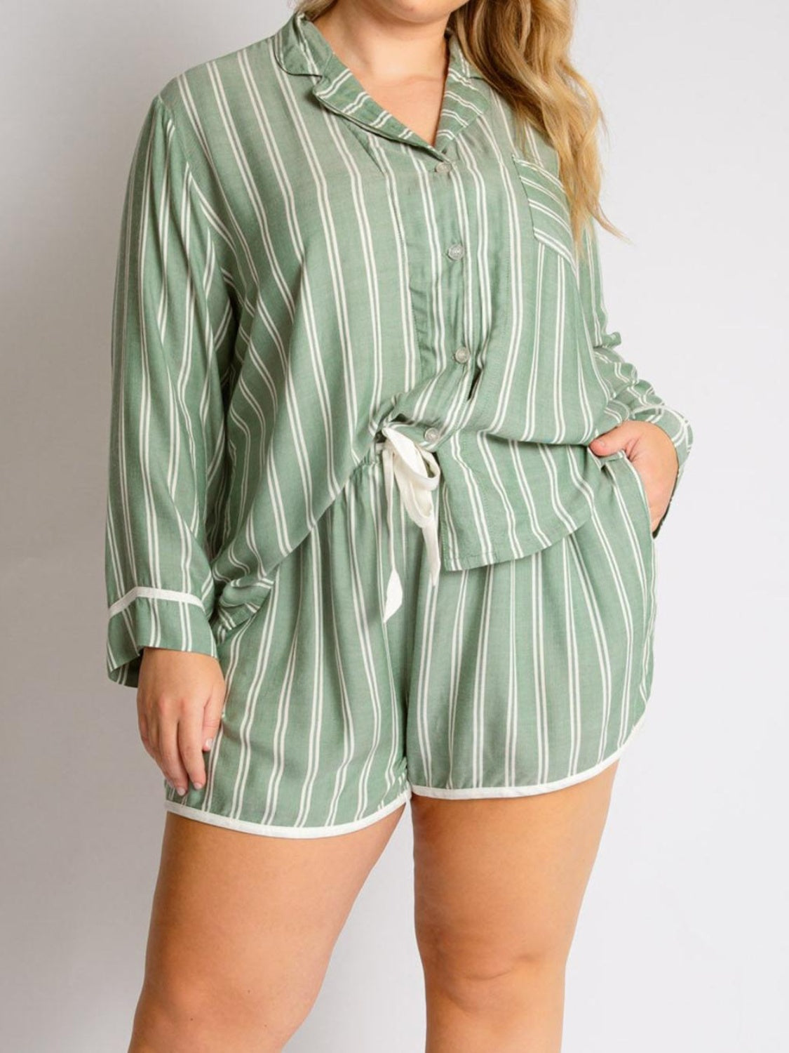 Striped pajama set (blush or sage)