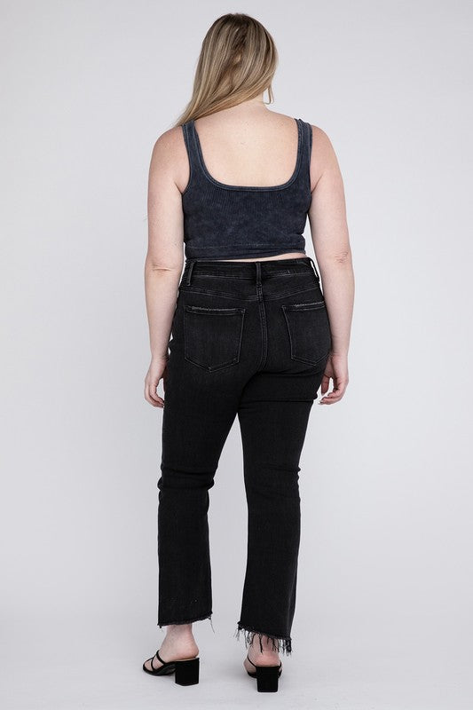 Curvy black high rise flare jeans