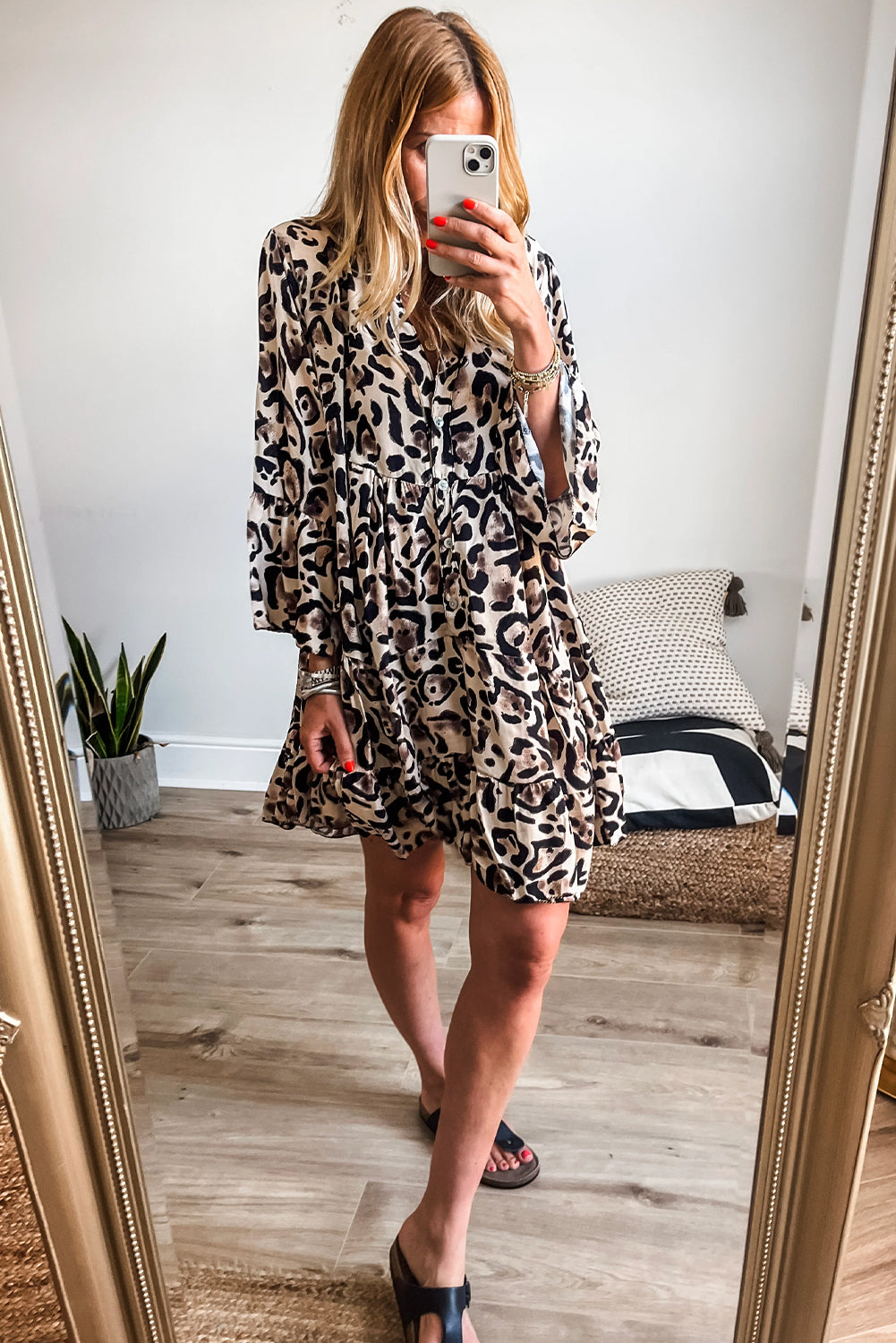 Leopard ruffled dress