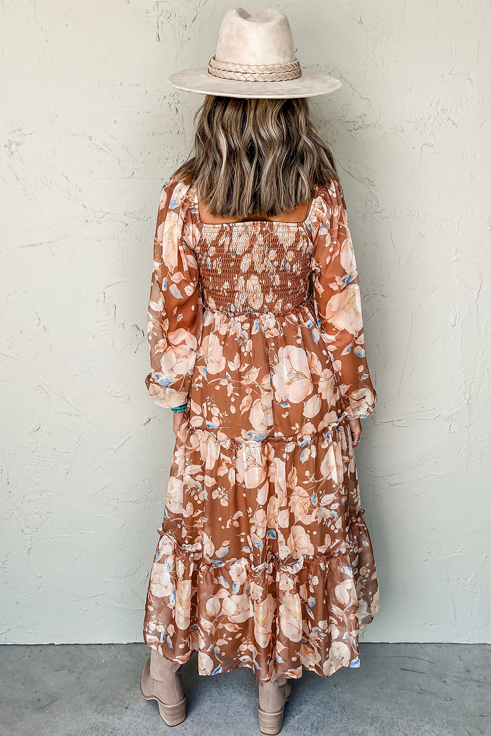 Brown floral maxi dress