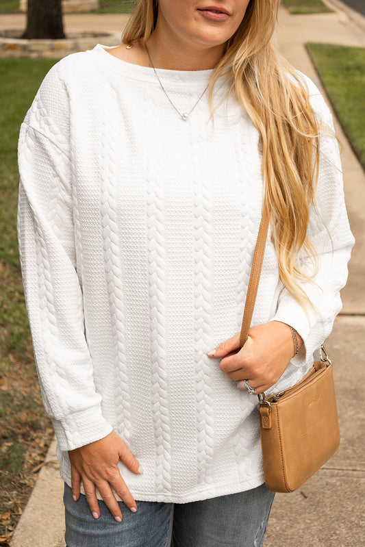 White curvy textured top