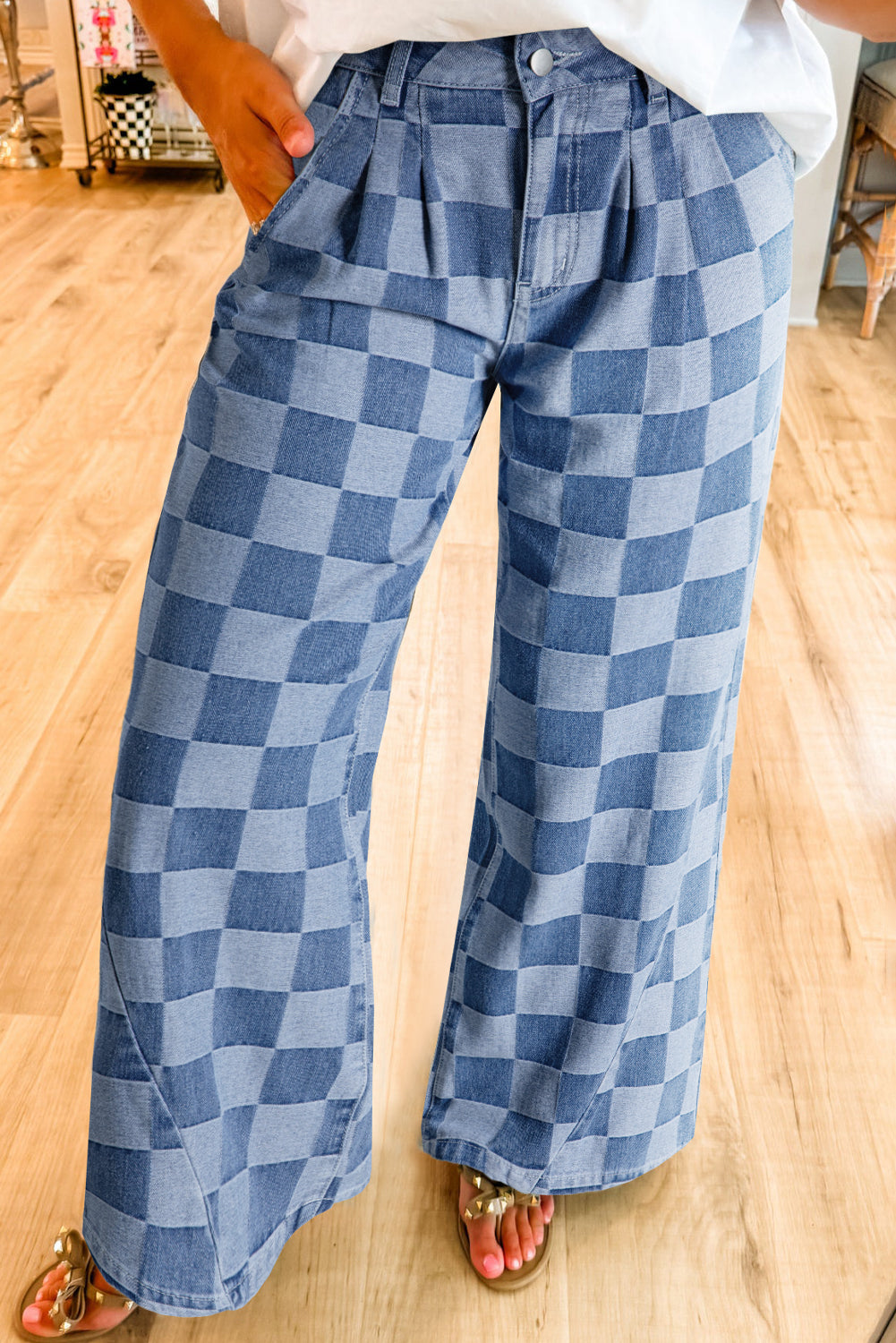 Checkered denim jeans (blue)