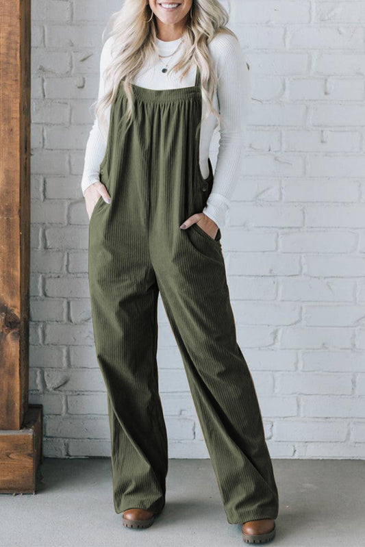 Olive green corduroy overalls