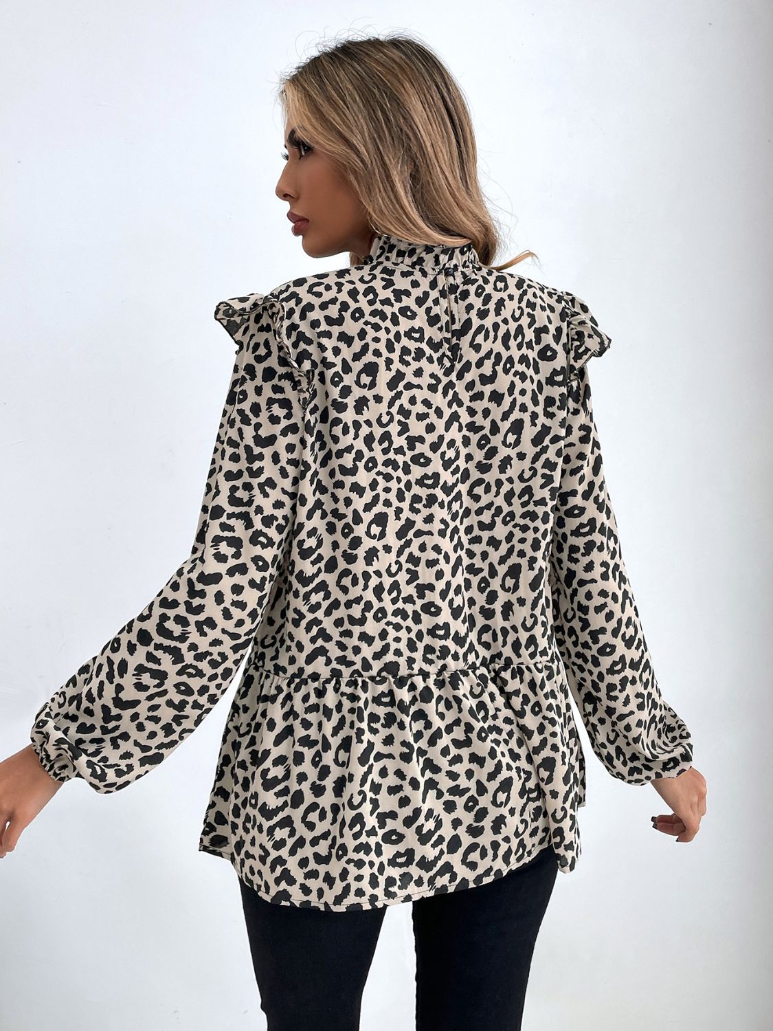 Leopard mock neck top