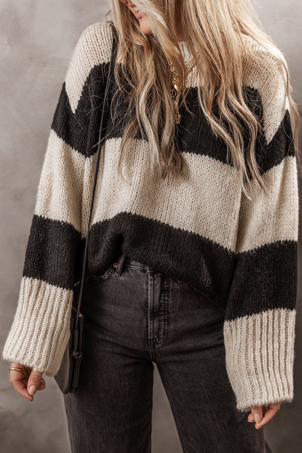 Black and cream sweater